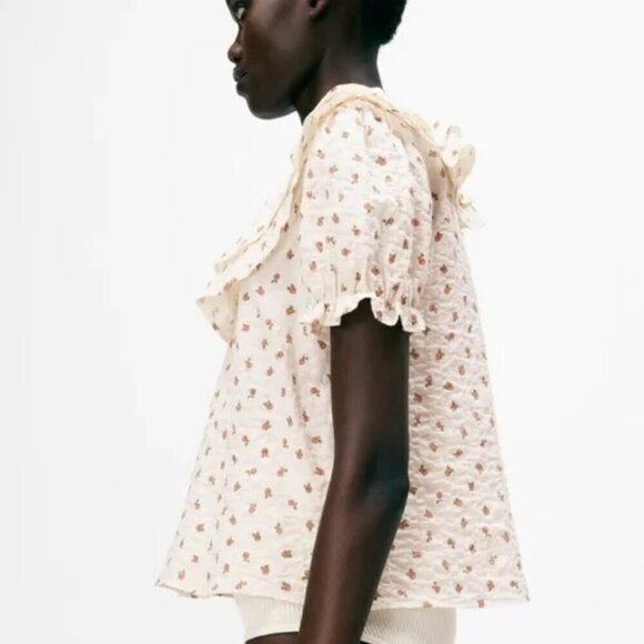 Zara Floral Print Ruffled Blouse, Size Small NEW WITH TAG! - Picture 5 of 7